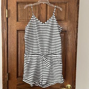 J. Crew Black and White Striped Romper